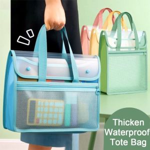 ANQII โปร่งใส กระเป๋าเก็บไฟล์ สองชั้น ป.พ. กระเป๋าเก็บเอกสาร ถุงเก็บของ หนาขึ้น กระเป๋าแฟ้มใส ใช้ในสำนักงาน