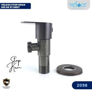 Veloce Stop Kran Air Double Keran Shower Saringan air keran kamar mandi Bahan Stainless 1/2 Inch Grey Doff minimalis 2099