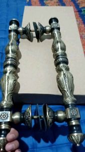 Handle Pintu Rumah 2 Pintu Unik Antik Kuningan