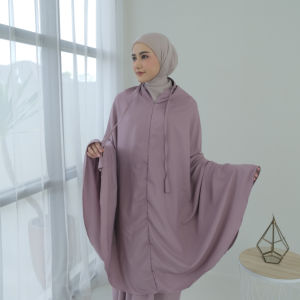 Restu Ibu Mukena Traveling Dewasa Mini Pouch 2 in 1 Resleting Di Dagu Naima Series Polos Katun Premium Jumbo Simpel Bahan Adem