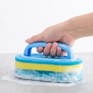 songduanshi Thickening Cleaning Brush With Handle Kitchen Sponge Wipe Bathroom Tile Bathtub Cleaning Sponge Home Stain Removal Clean Tools