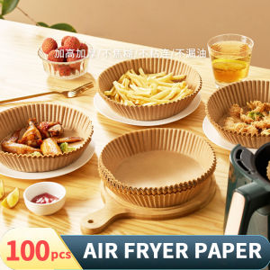 100 Pcs Air Fryer Disposable Paper Liner Parchment Paper for Baking Oil-proof Paper Sheet 6.3" 7.9" Round Sqaure Non-Stick Air Fryer Liners Baking