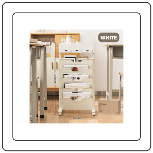 【JJ HOME】Desk Side Storage Rack with Wheels Bookshelf Student Organizer