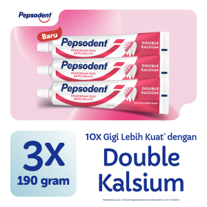 Pepsodent PASTA GIGI Pencegah Gigi Berlubang Anti-cavity Toothpaste dengan MikroKalsium 190G x3