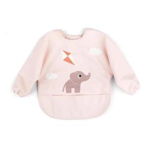 Họa tiết hoạt hình tay BIB smock Tay áo dài Yếm em bé yếm ăn trẻ em Bib cho yếm em bé với Catcher