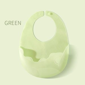 SUNVENO Foldable Baby Silicone Bib Washable Adjustable Waterproof Feeding Apron Pad for Baby and Kids Silicon