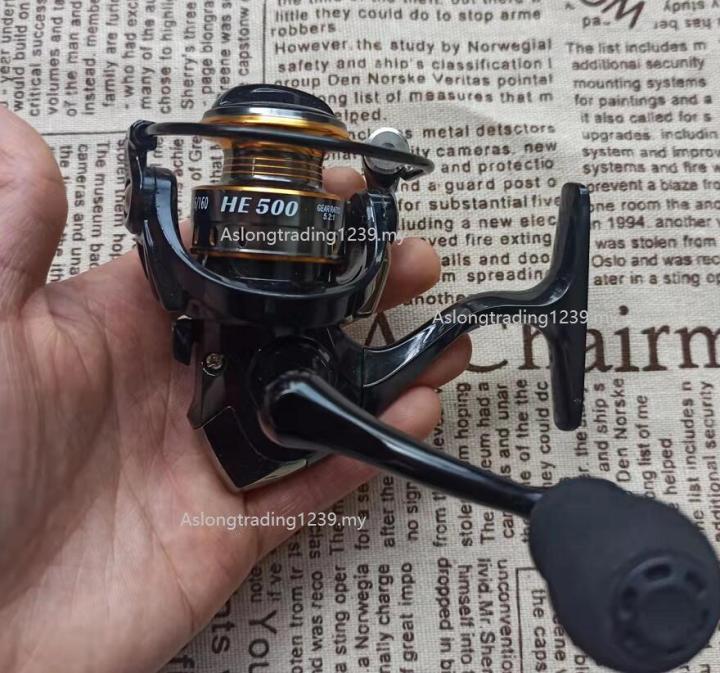 HE500 GT500 mini fishing reel 500 size small spinning reel shrimp bass Best  cheap all metal spool handle alat pancingan rod tackle