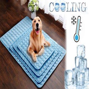 Ranpo เสื่อเย็นสบายสำหรับสุนัขและแมวแผ่นรองนอนผ้าห่มเบาะซักได้พรมผ้าไหมน้ำแข็งเตียงนอนสัตว์เลี้ยงเตียงนอนแบบเจลสำหรับสุนัข