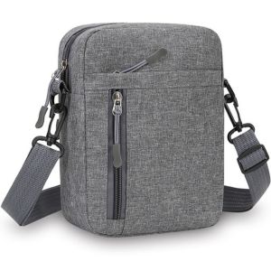 Fashion Nylon Men Shoulder Bag Simple Handbag Multi-pocket Solid Color Crossbody Bag with Zipper Lightweight Travel Phone Bag