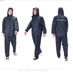 (kèm túi đựng) Áo mưa bộ có nón 2 mẫu xanh dương và rằng ri vải dù có phát quang ở sau - áo mưa lính bộ có nón - áo bảo vệ