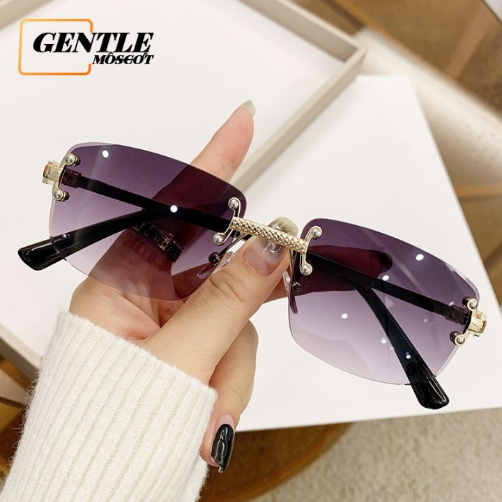 (GENTLE MOSCOT) New Fashion Frameless Sunglasses Women Square Luxury  Premium Gradient Shades Lazada PH - Main Image