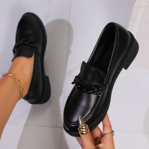 New Spring And Autumn Black Thick-Soled Soft Girl Style Platform Loafers For Women