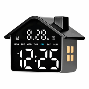 DIMEL Night Light LED Alarm Clock Minimalist House Shaped Digital Table Clock Simple Brightness Adjustment Electronic Clock Bedside Decoration