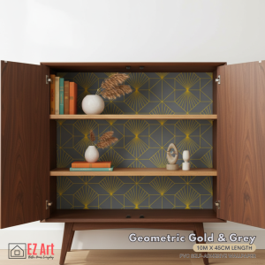 EZ Art Geometric Retro Gold design self-adhesive waterproof wallpaper sticker for living room bathroom kitchen pvc wall sticker