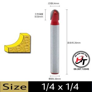 Mũi phay alu mũi soi gỗ quả đào tròn Đỏ lưỡi phay rãnh cốt 6.35mm và 12mm MSD-DO-TQ