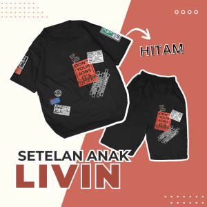 Amspro - Setelan Anak Laki-laki Baju Anak Kaos Oversize Pakaian Santai Livin Kids Trendi Kasual Terbaru