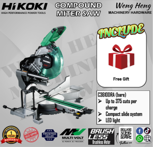 100% Genuine Hitachi/ Hikoki MULTI VOLT (36V series) Brushless Cordless Compound Miter - C3610DRA