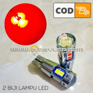 2 Biji Lampu Led T10 Motor Mobil Senja Sein Sen Metalik Silver Lensa 3030 W5W Arsystore