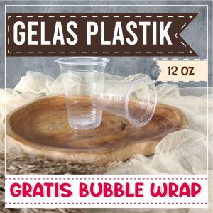 Gelas Plastik 12 Oz Isi 50 Pcs Cup Plastik 12oz Gelas Kopi Susu Teh Seblak Ronde Bandrek & Minuman Dingin Lainnya - Isi 50 Pcs Free Bubble Wrap