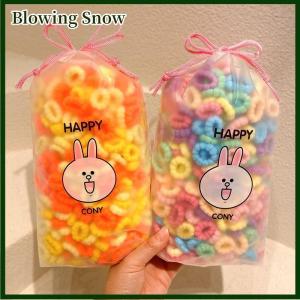 Blowing ชุดยางรัดผมสีสันสดใสสำหรับเด็กผู้หญิง100ชิ้นยางไนลอนยืดหยุ่นสูงวงผมของเด็กๆมัดผมเครื่องประดับผม