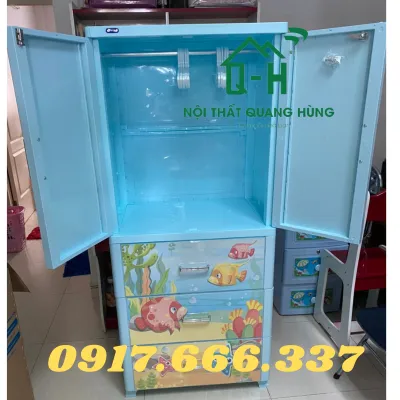TỦ QUẦN ÁO NHỰA DUY TÂN 2 CÁNH 4 NGĂN KÉO 1M6X70X50CM MÀU XANH DƯƠNG CÁ HEO - GIAO HỎA TỐC TRONG NGÀY