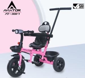 Sepeda Anak Roda TIga Tricycle AVIATOR AT 308-7 ( 3 in 1 ) Tongkat Stir Musik Lampu dan Kursi Putar