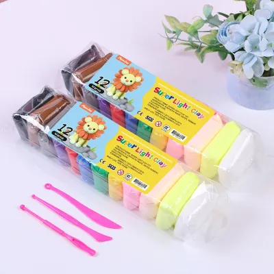 [READY] Aimilo Kotak Hadiah Mainan Clay Isi 12 Pcs Clay Warna Warni Mainan Edukasi Anak Hadiah Anak