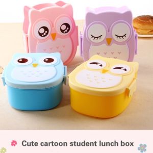(900ml) MILANDO Owl Student Lunch Box Food Container Storage Box Portable Bento Box (Type 6)