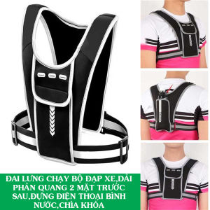 Đai lưng chạy bộ đạp xe dải phản quang 2 mặt túi đựng điện thoạibình nước có dây cố định