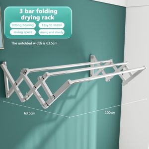SUS 304 Jemuran Lipat Dinding  / Ditarik yang Dipasang lipat stainless steel Dinding Rak Pengeringan