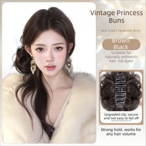 CAELARAU Synthetic Chic Messy Bun Natural-Looking with Long Beard Fluffy Ponytail Extension Easy to Use Elegant Claw Clip Hairpiece for Women