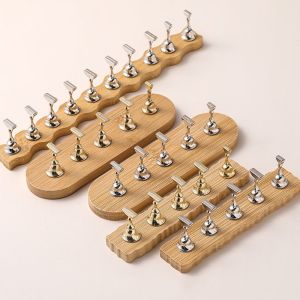 OMQAIO Nail Art Practice ic Nail Holder Wooden INS False Nail Tip Holder Practical Nail Showing Nail Display Stand Women