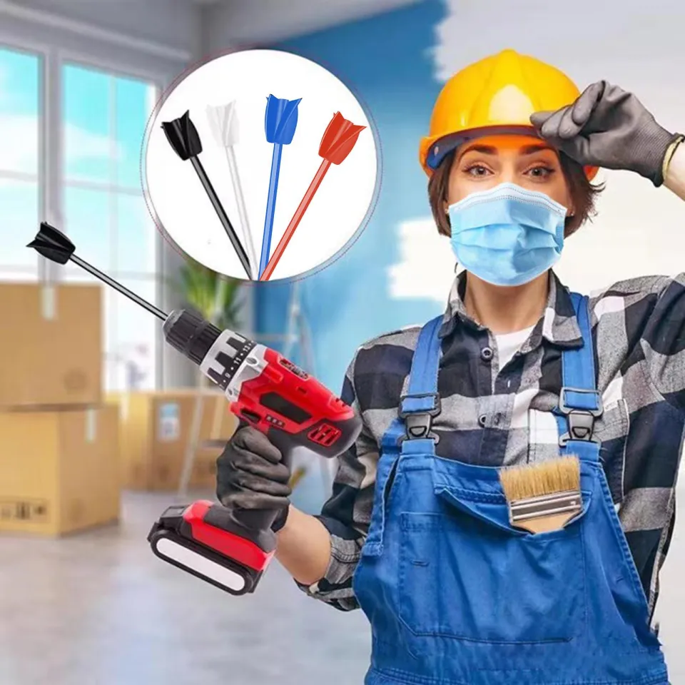 2pcs/Lot Epoxy Mixing Stick Paint Stirring Rod Putty Cement Paint Mixer  Attachment With Drill Chuck For Epoxy Resin Latex Oil Paint