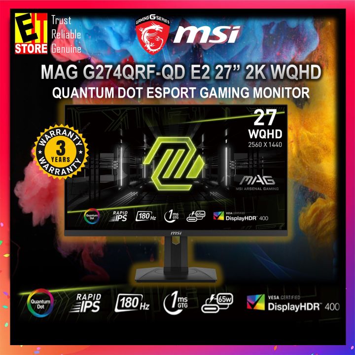 MSI MONITOR MAG G274QRF-QD E2 (27' RAPID IPS QUANTUM DOT 2K WQHD HDR400 ...