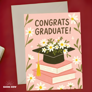 Floral Graduation Card Congrats Graduate Pink Flower Congrats Elegant Gift Grad Greeting Card
