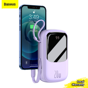 Baseus Qpow Pro 10000mAh / 20000mAh Quick Charging Power Bank 22.5W 20W 15W Digital Display Portable Battery Charger with Built in Type-C / Lightning iP Cable