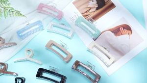 Molans 5Inch Large Hair Claw Clips 4 PCS for Women - Acrylic Hair Accessories for Thick Hair and Long Hair Big Strong Durable Hair Applique Oversized Non-slip Rectangle Butterfly Bow Jaw Hair Clips