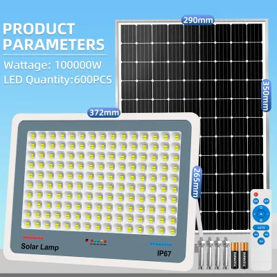 KKSKY Solar Flood Light Super Bright 100000W Solar Street Lights With Solar Panel Automatic Lighting Outdoor Waterproof Heavy Duty Garden Lamps 5 Years Warranty 10000watts Suitable for Outside Garage Yard Walkway
