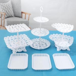 [Mariannes] 1 2pcs Cake Stand Dishes Cupcake Snacks Plates Three-layer Creative Fruit Basket