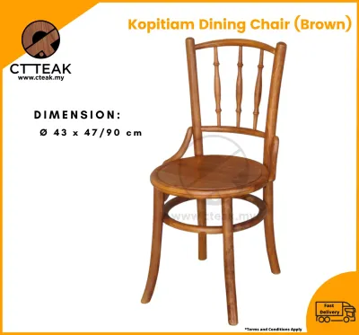CT Teak Furniture Jati / Teak Wood Kopitiam Dining Chair ~ 100% Solid Teak Wood