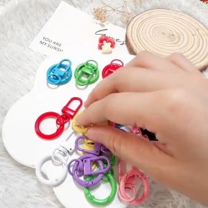 5PCS Colorful Keychain Pendant Clasp Candy Colored Baked Paint Spring Buckle Door Buckle Handmade Diy