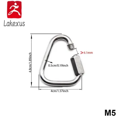 Lakexus M3.5/M4/M5/M6/M7/M8/M10/M12 Stainless Steel Oval Quick Links Triangle-Lock Carabiner Safety Snap Hook Climbing Buckle Climbing Gear Carabiner Quick Links