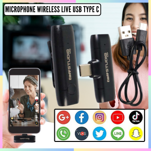 FAST DELIVERY TaffSTUDIO Mic Mikrofon Lapel Wireless Live Vlog Tanpa Kabel Suara Jernih USB Type C