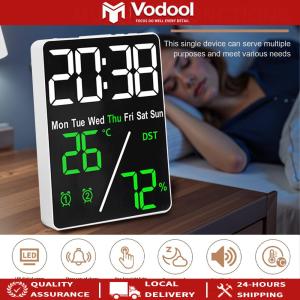 Night Stand Clock with Temperature Indoor Humidity Battery Operated for Bedrooms