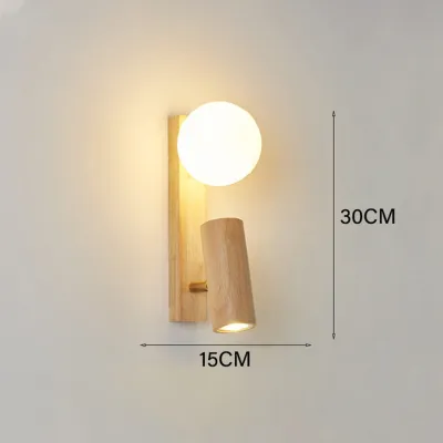 Vintage Solid Wood Wall Lamp With Spotlight Wabi Sabi Light Japanese Bedroom Bedside Wall Light Acrylic Lampshade Living Room Background Wall Lamp Stair Light