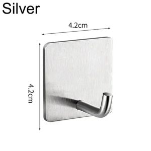 5/10pcs Non Punching Strong Adhesive Clothes Hook Kitchen Wall Mounted Stainless Steel Hooks Cabinet Storage Load-Bearing Square Hook Seamless Adhesive Elephant Nose Hook