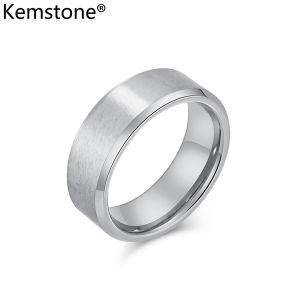 Kemstone Tungsten Gold Plated Rings Mens 8mm Matte Tungsten Steel Ring Jewelry