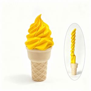 OEUVR Creative Ice Cream Retractable Toy 3D Printed Realistic Simulation Novelty Gag Gift Hilarious Surprise Waffle Cone Fidget Toy Funny Trick