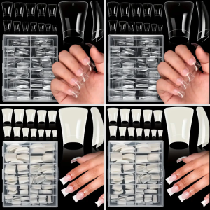 120/504ชิ้นเท้าเป็ดเล็บปลอมสั้นโค้งเล็บอุปกรณ์ทำเล็บตกแต่งศิลปะสำหรับร้านเสริมสวยและใช้ในบ้าน