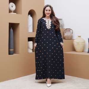 Daster Gamis Long Dress Longdress Arab Renda Lengan Panjang Murah Busui Menyusui Bumil Resleting